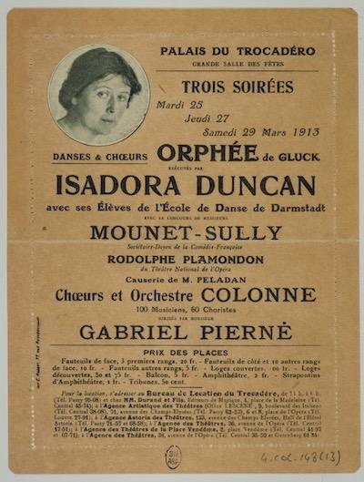 Trois soirées - Isadora Duncan - Exposition Chaillot et la danse